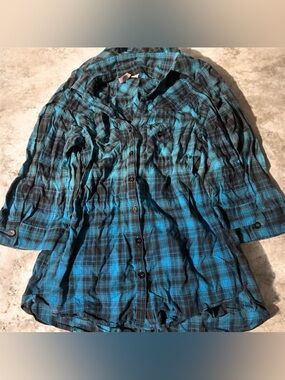 Blue Ombre Plaid Women’s Shirt